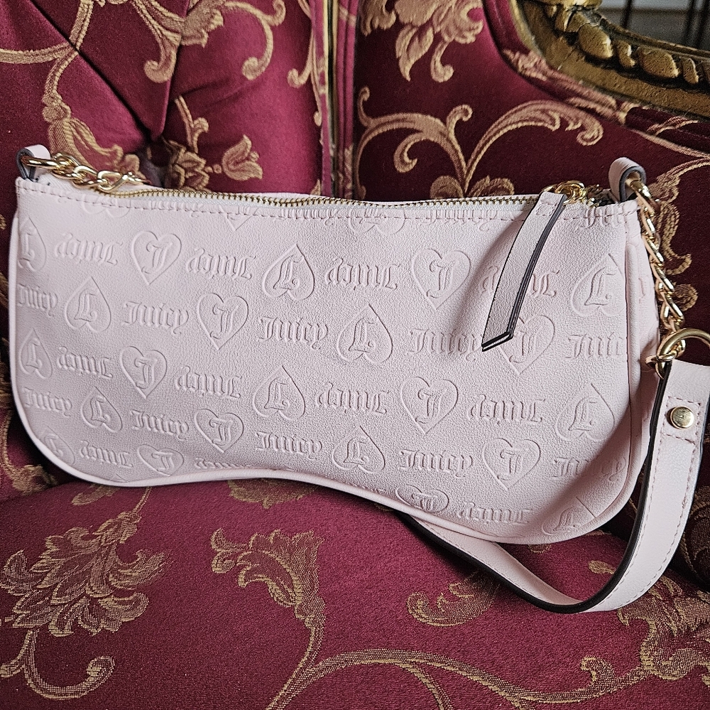Juicy Couture y2k vintage Pale Pink and White Shoulder Bag - Picture 2 of 14